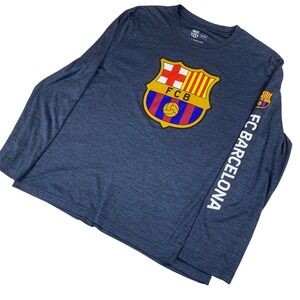 FC Barcelona Long Sleeve Performance Shirt Mens XL Navy Blue Soccer Training Top
